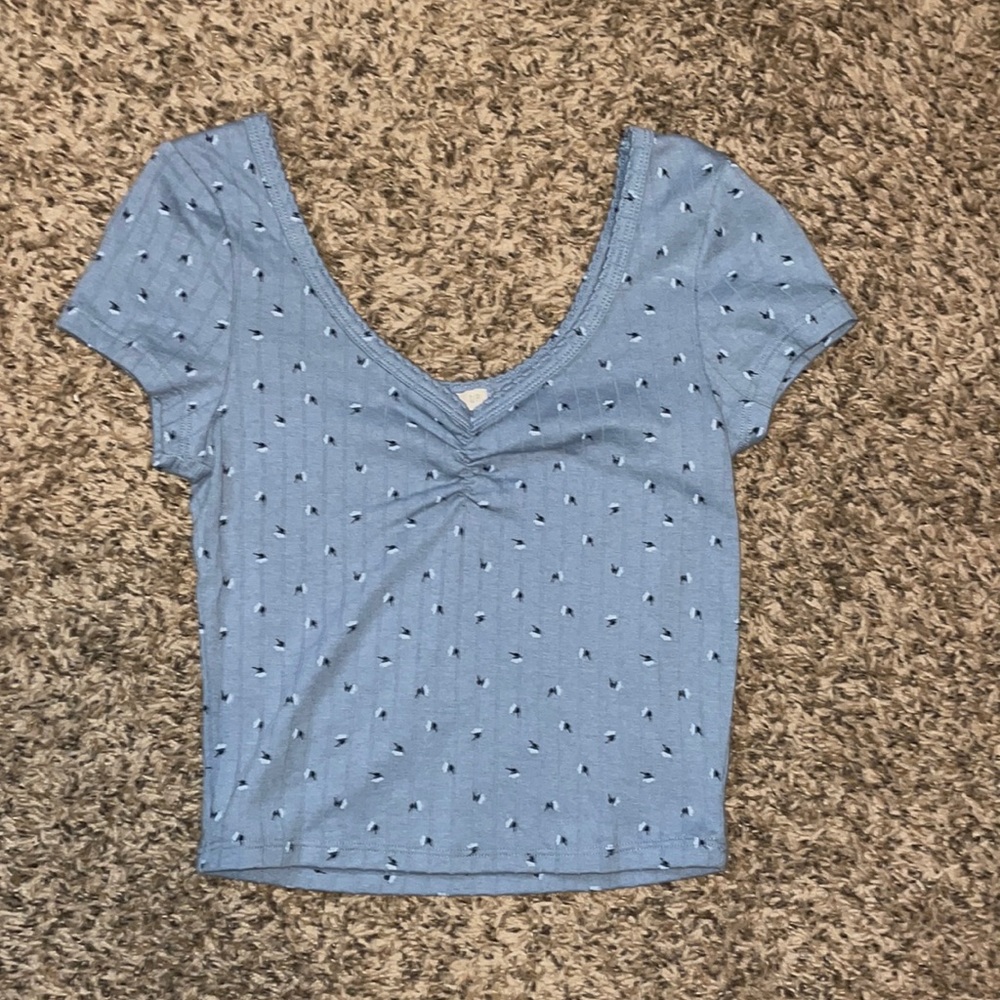 Blue flowered crop top